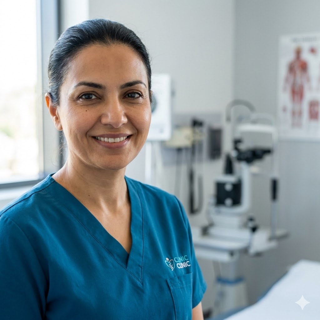 Friendly female doctor specialized in international patient care at Noor Clinic Hurghada