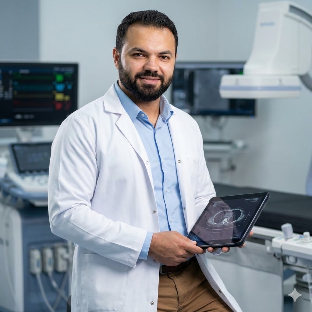 Modern doctor using advanced medical technology at leading medical center in Hurghada